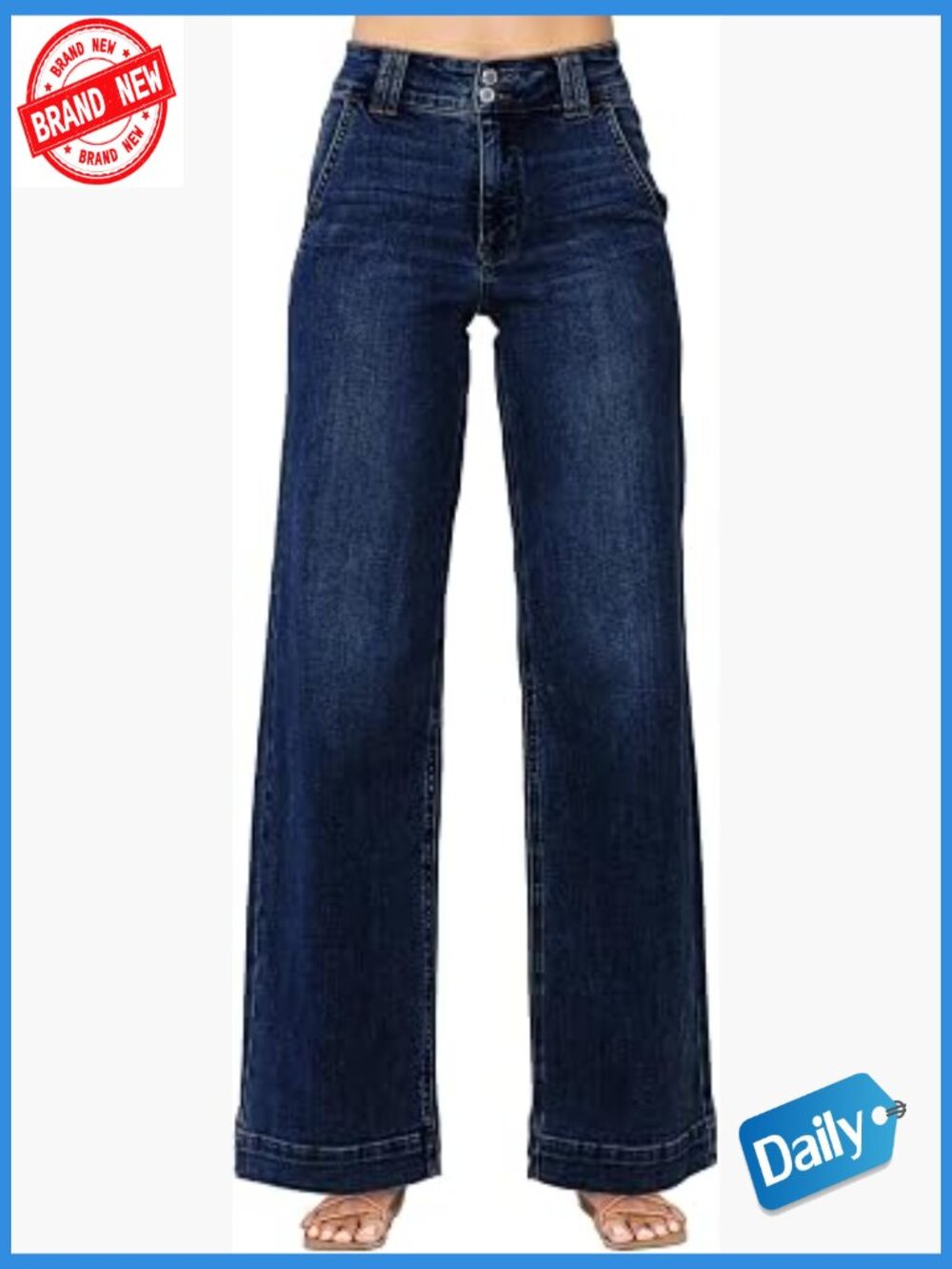 High Waisted Wide Leg Straight Jeans